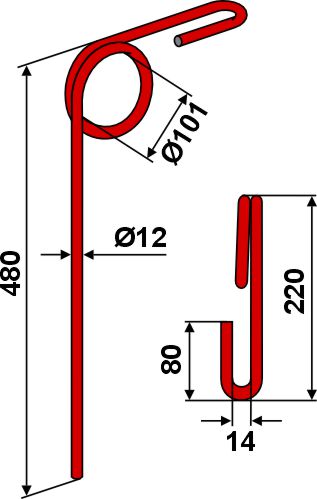 Dent de herse de recouvrement Ø12 mm – cotes