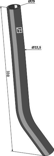 Tube de descente de graine avant du soc, droit – John Deere 750A – cotes