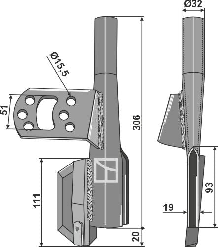 Plan coté soc semeur fente longue – Väderstad Rapid