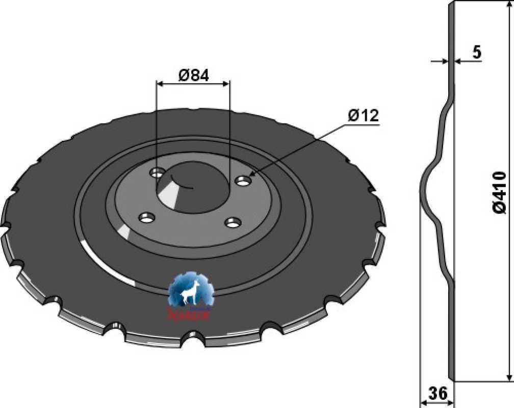 Disque engrais / semeur Ø410 x 5 mm – Väderstad Rapid