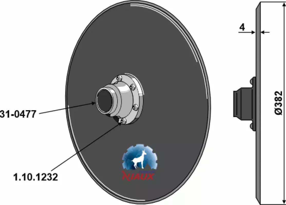 Disque semeur Ø382 x 4 mm complet avec roulement – Väderstad Tempo