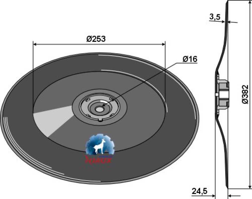 Disque semeur Ø382 x 3,5 mm complet – Väderstad Spirit