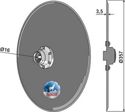 Disque semeur Ø357 x 3,5 mm complet – Case IH – cotes