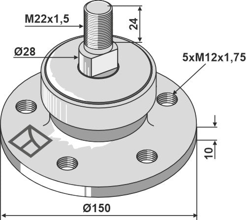Palier de disque sans entretien M22 x 1,5 – Väderstad Rapid / Tempo – cotes