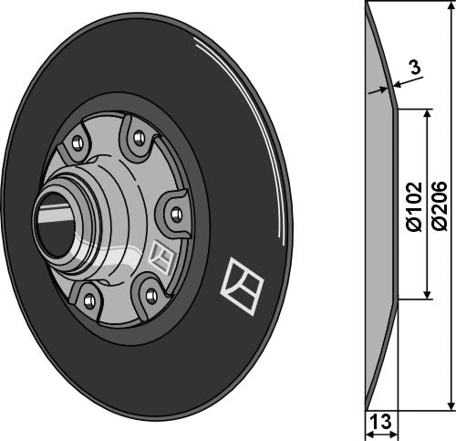 Disque Ø206 x 3 mm complet – Kuhn