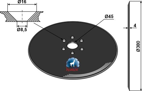 Disque semeur Ø380 x 4 mm – Kverneland Optima – cotes