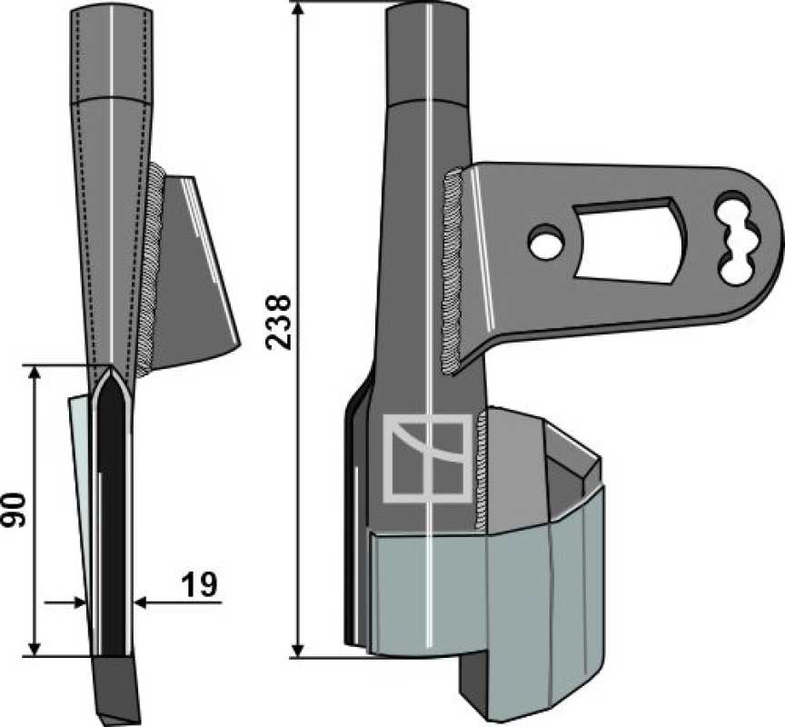 Soc avec tube engrais, revêtu – Väderstad Tempo – droit