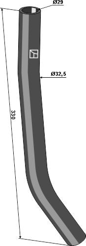 Tube de descente de graine avant du soc, gauche – John Deere 750A – cotes