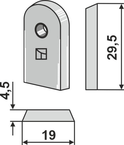 Plaquette de carbure – soc et tube de descente Väderstad – cotes