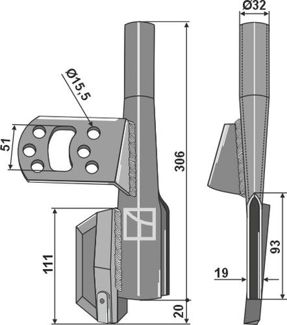 Plan coté soc semeur fente longue – Väderstad Rapid